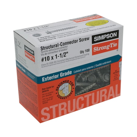 Simpson Strong-Tie Simpson Strong-Tie Strong-Drive No. 10 Sizes X 1-1/2 in. L Star Hex Head Serrated Structural Screws SD10112R100